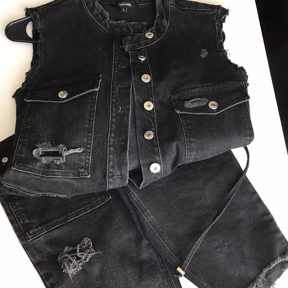 Black Denim Romper